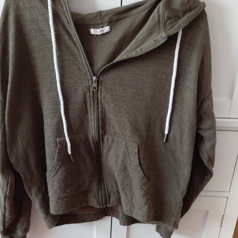 Olive Green Zip-Up Hoodie